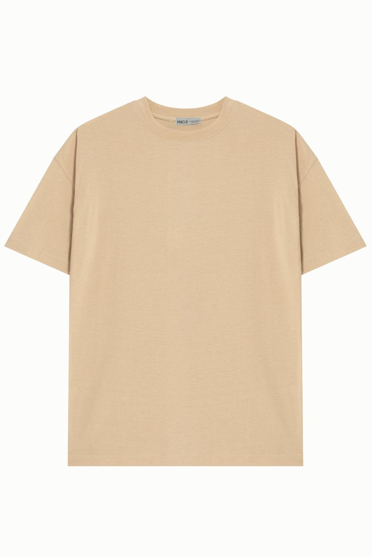 Unisex Beyaz %100 Pamuk Basic Avrupa Kalıp/Oversize Fit Kesim Bisiklet Yaka Kısa Kollu T-Shirt - HANCLO