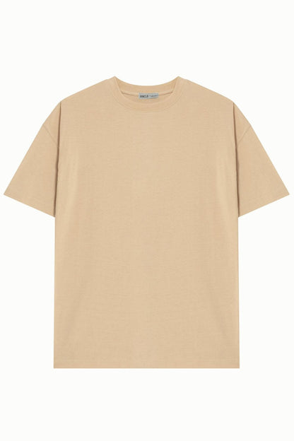 Unisex Beyaz %100 Pamuk Basic Avrupa Kalıp/Oversize Fit Kesim Bisiklet Yaka Kısa Kollu T-Shirt - HANCLO