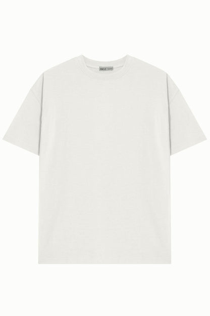 Unisex Beyaz %100 Pamuk Basic Avrupa Kalıp/Oversize Fit Kesim Bisiklet Yaka Kısa Kollu T-Shirt - HANCLO