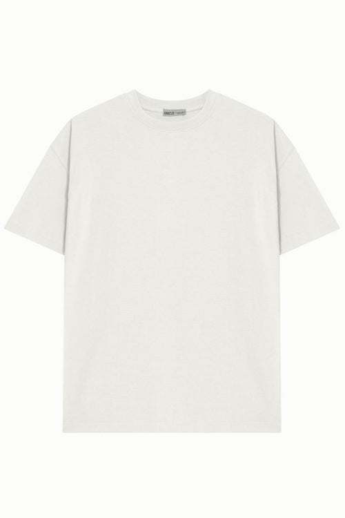 Unisex Beyaz %100 Pamuk Basic Avrupa Kalıp/Oversize Fit Kesim Bisiklet Yaka Kısa Kollu T-Shirt - HANCLO
