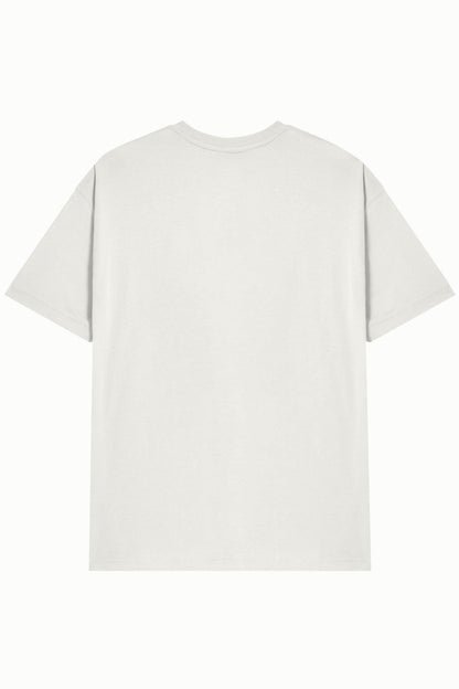 Unisex Beyaz %100 Pamuk Basic Avrupa Kalıp/Oversize Fit Kesim Bisiklet Yaka Kısa Kollu T-Shirt - HANCLO